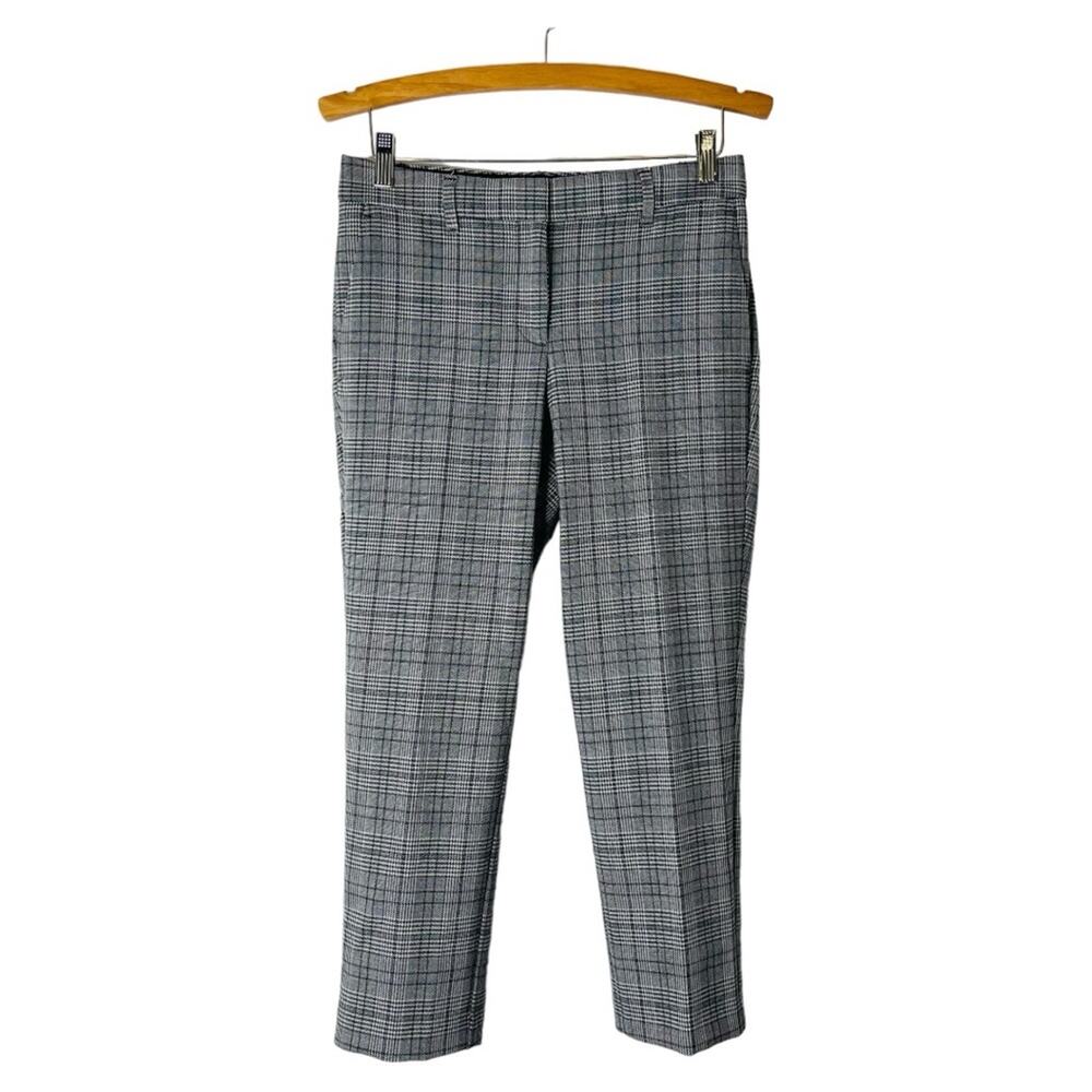 Ann Taylor black white plaid preppy curvy fit academia cropped pants 2P